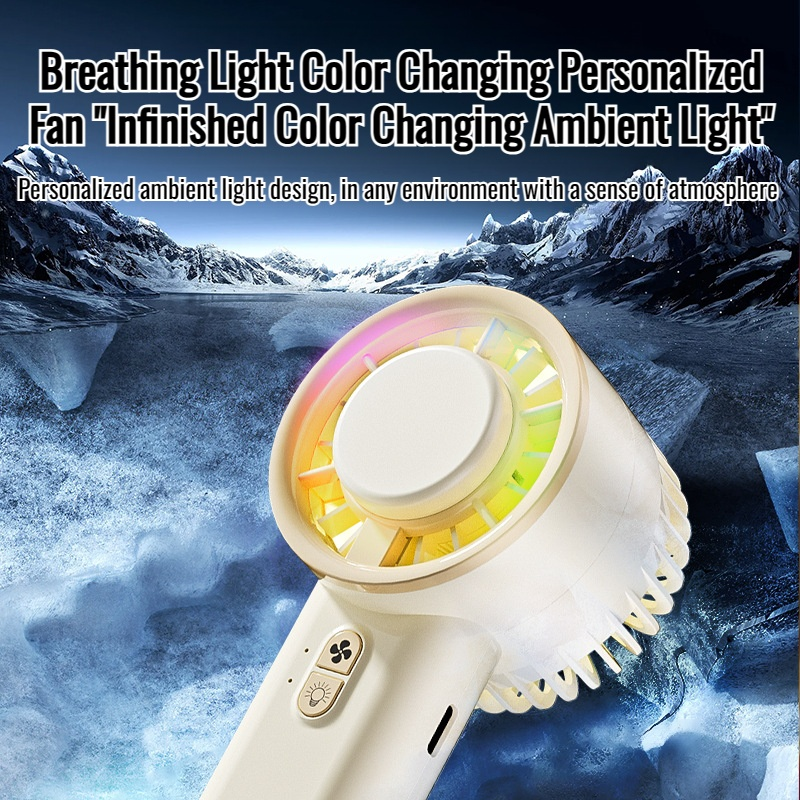 Student Mini Portable Desktop Fan Turbo Handheld Fan Walking Ambient Light Small Fan