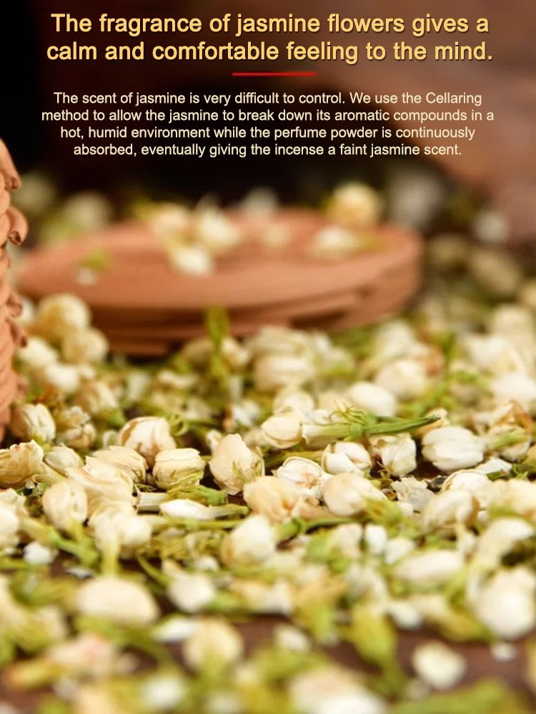 Natural sandalwood incense coils come with an incense burner.