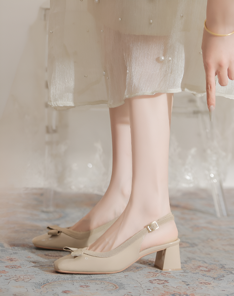 チャンキーヒール美脚スリングパンプス全体画像