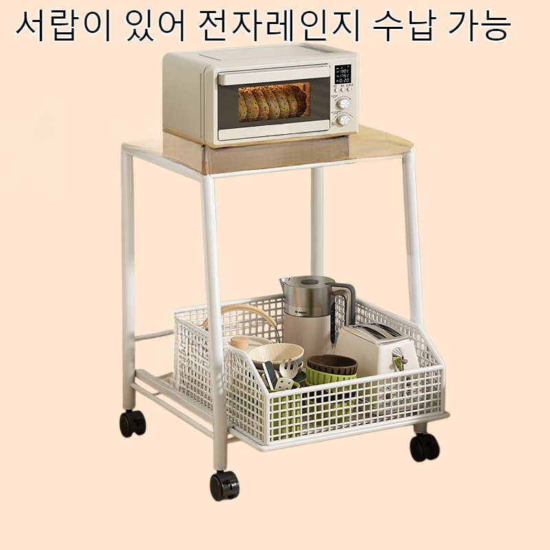 서랍이 있는 주방 전자레인지 선반 조리대 오븐 밥솥 에어프라이어 전기제품 바닥 수납 선반