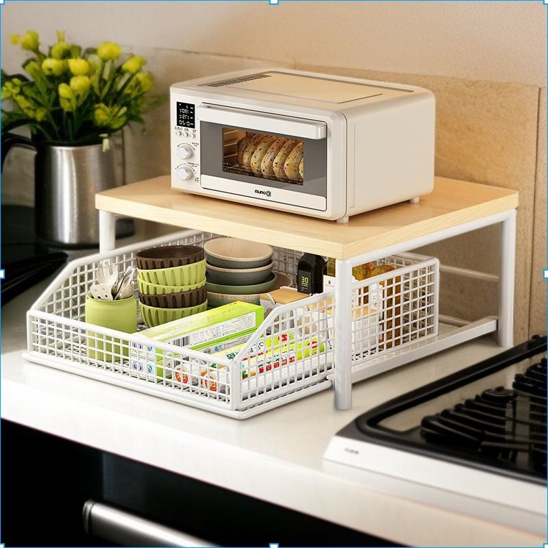 서랍이 있는 주방 전자레인지 선반 조리대 오븐 밥솥 에어프라이어 전기제품 바닥 수납 선반
