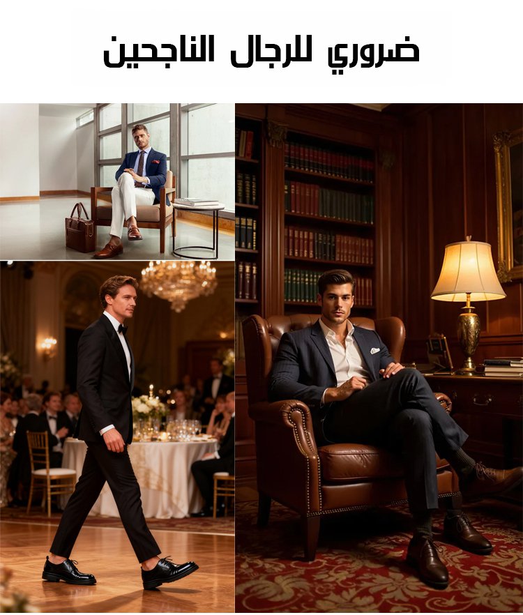 حذاء جلد رجالي للأعمال يناسب جميع الأقدام