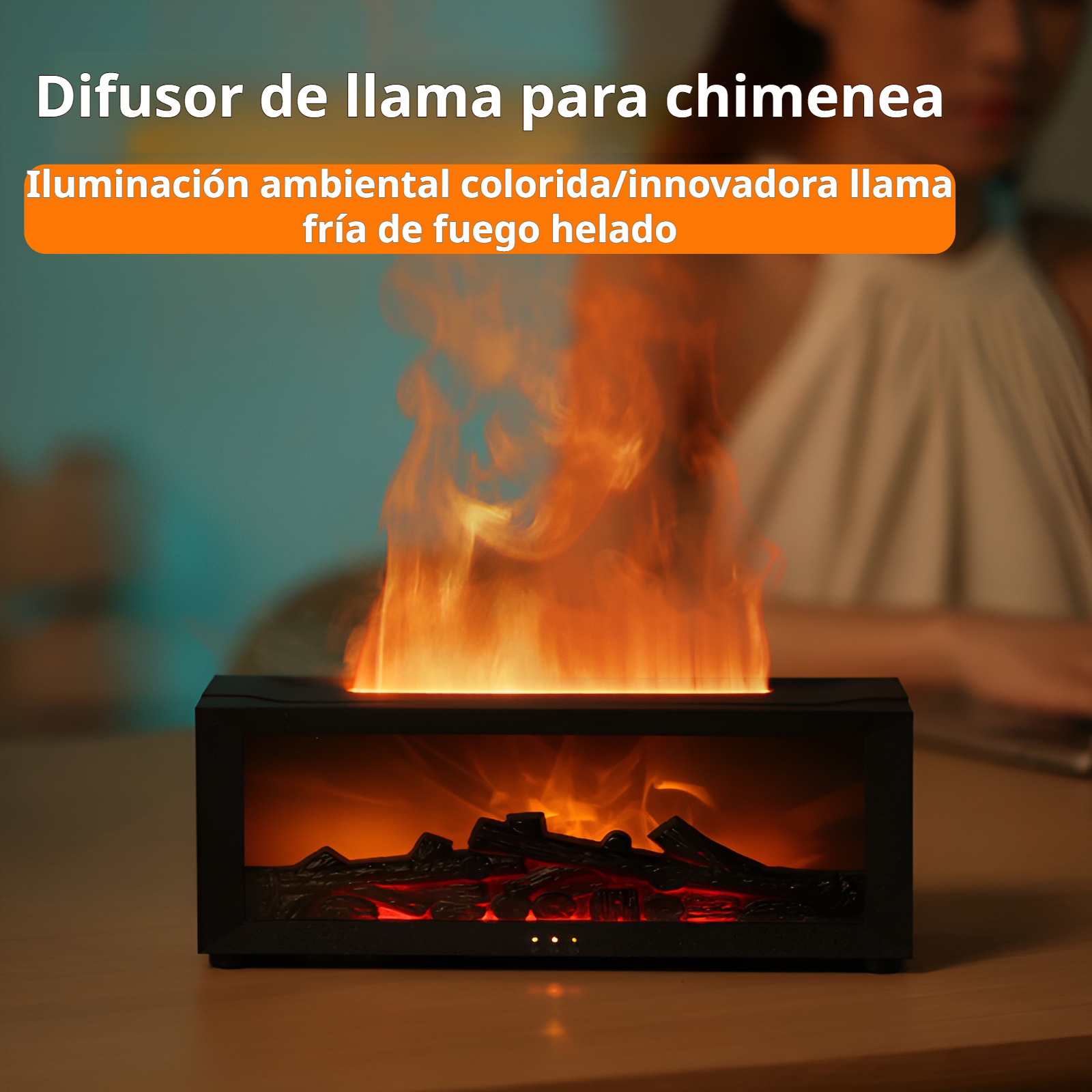 Humidificador creativo con aromaterapia de llama de chimenea de simulación genial de escritorio JMY