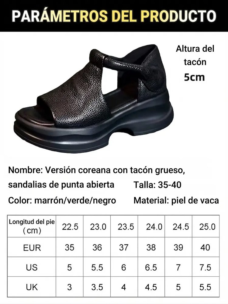 Sandalias coreanas de cuña gruesa con punta descubierta