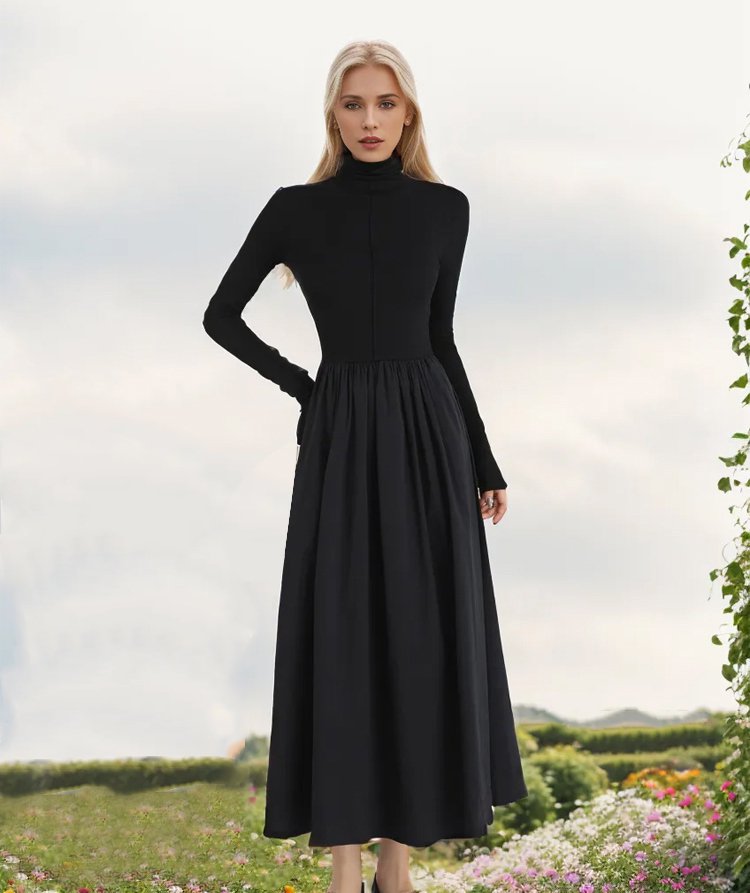 Herbst und Winter Neues Klassisches Elegantes Kleid