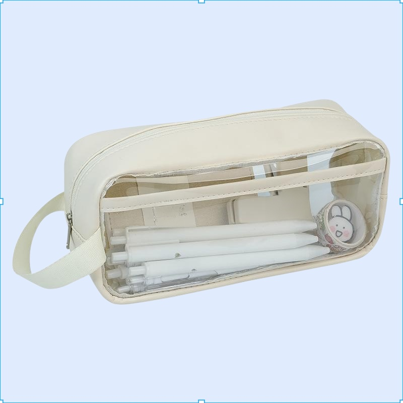 透明ペンケース風ミルクソルトシリーズ 携帯便利 手持ち収納バッグ 防水 大容量 高価値文具収納ボックス