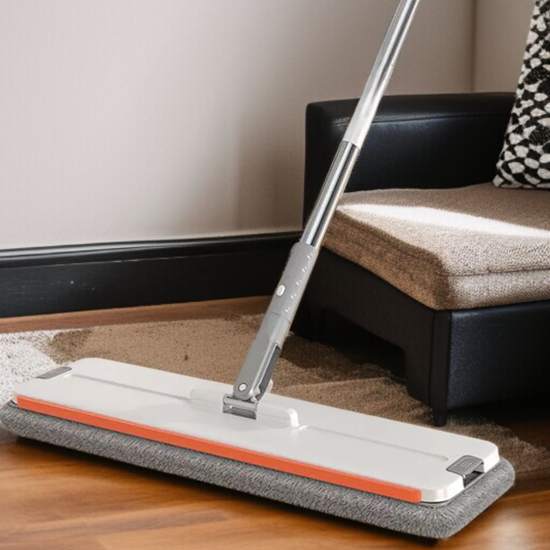 家庭用フラットモップ ウェット＆ドライ 極太ハンドフリーモップ