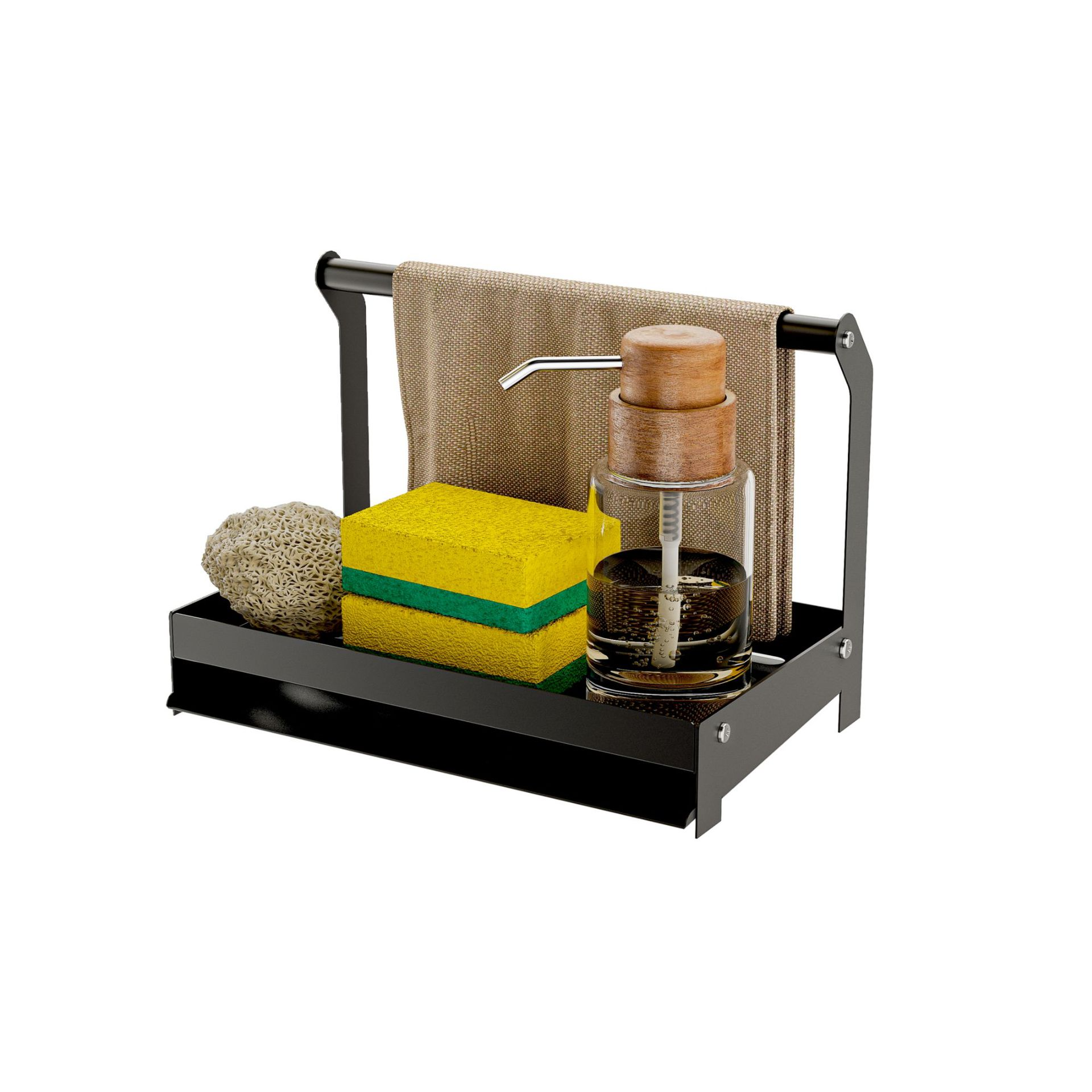 ชั้นวางผ้าเช็ดครัวแบบโลหะ ชั้นวางฟองน้ำอเนกประสงค์