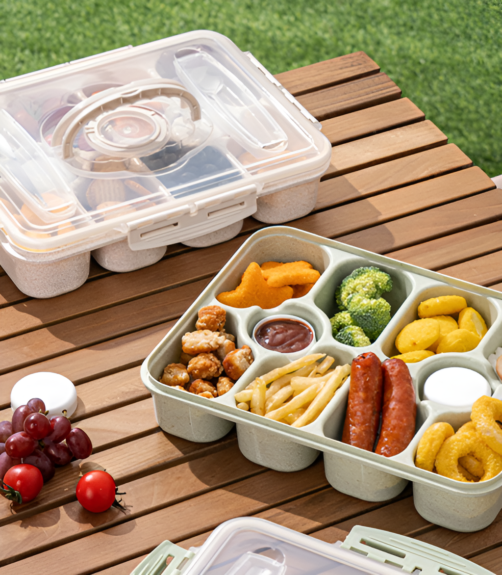 分割されたスナック収納コンテナの内部構造