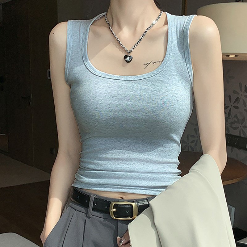 Sommer-Camisole-Oberteil im neuen Stil für Damen, quadratischer Kragen, Oberbekleidung, seitliche Br