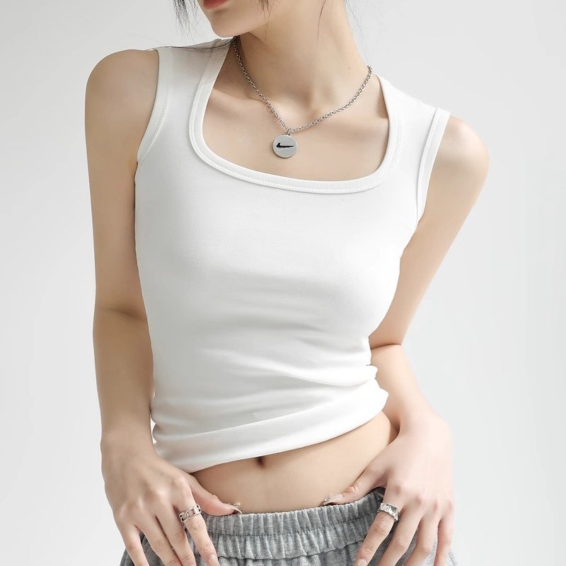 Sommer-Camisole-Oberteil im neuen Stil für Damen, quadratischer Kragen, Oberbekleidung, seitliche Br