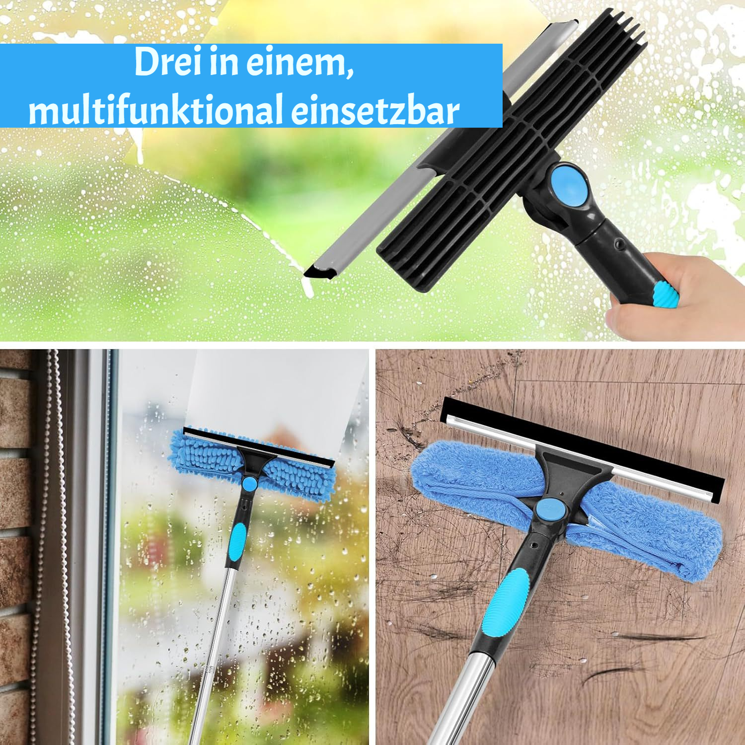 JMY Zwei-in-Eins-Fensterreinigungsschaber Glasreinigung Artefaktreinigung spezielles doppelseitiges 