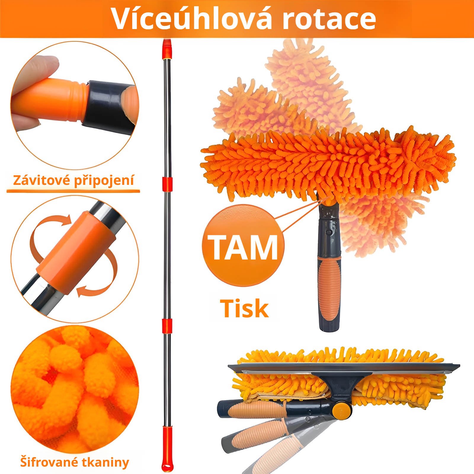 Oboustranný čistič oken a skla, multifunkční čisticí nástroj
