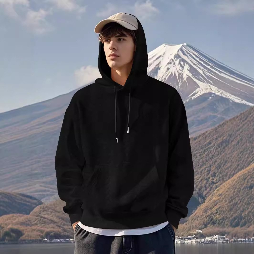 無地のカジュアルファッション長袖パーカーです