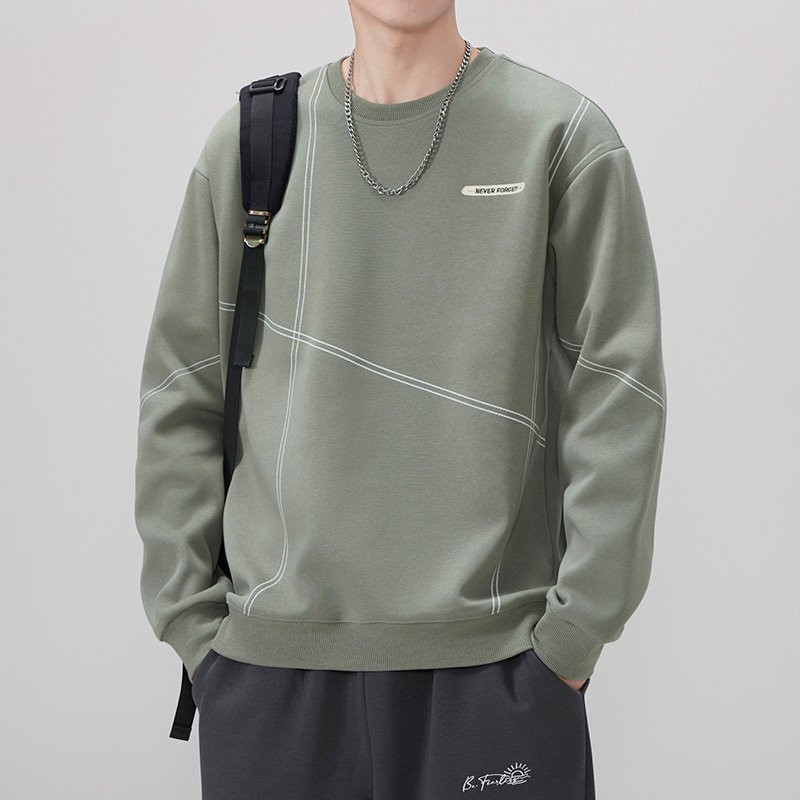 メンズスウェット 2025年春秋新作 トレンドで合わせやすい クルーネック 長袖 裏起毛 カジュアルスポーツトップス