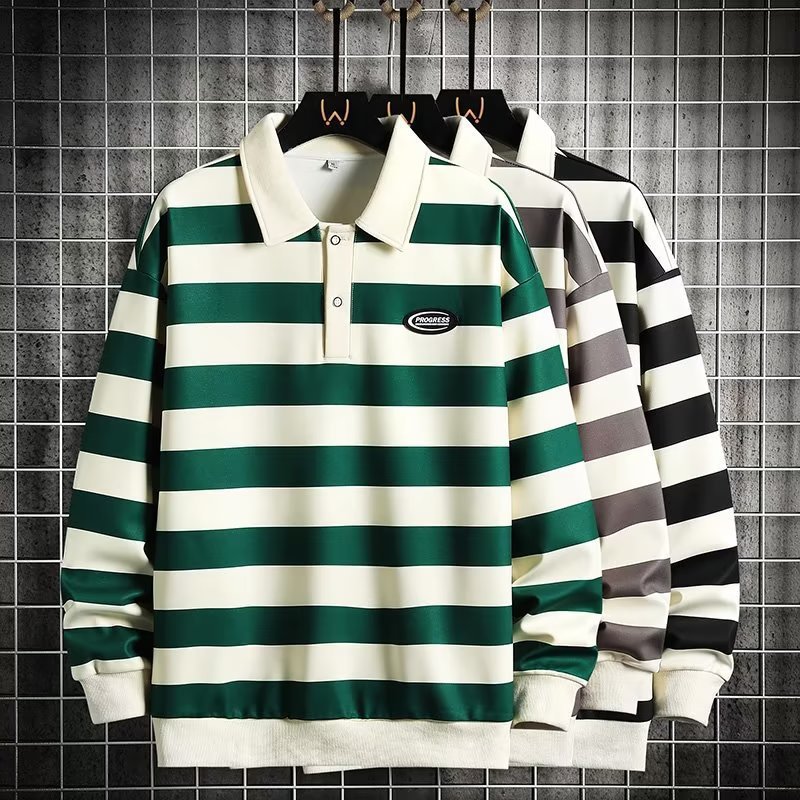 ルーズフィットストライプロングスリーブTシャツ