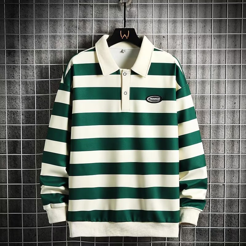 ルーズフィットストライプロングスリーブTシャツ