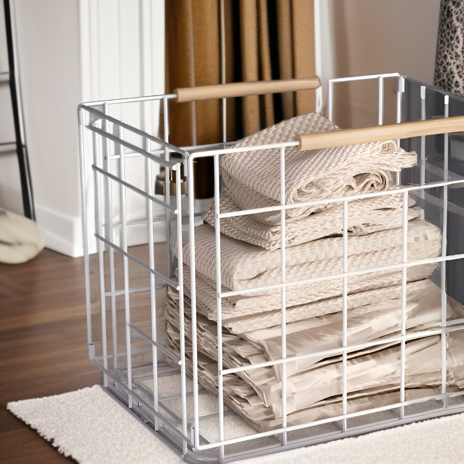 取り外し可能な汚れた衣類収納バスケット 北欧風ホーム 二層汚れた衣類バスケット 家庭用ラック バスルーム 取り外し可能な汚れた衣類収納バスケット ブルー 汚れた衣類