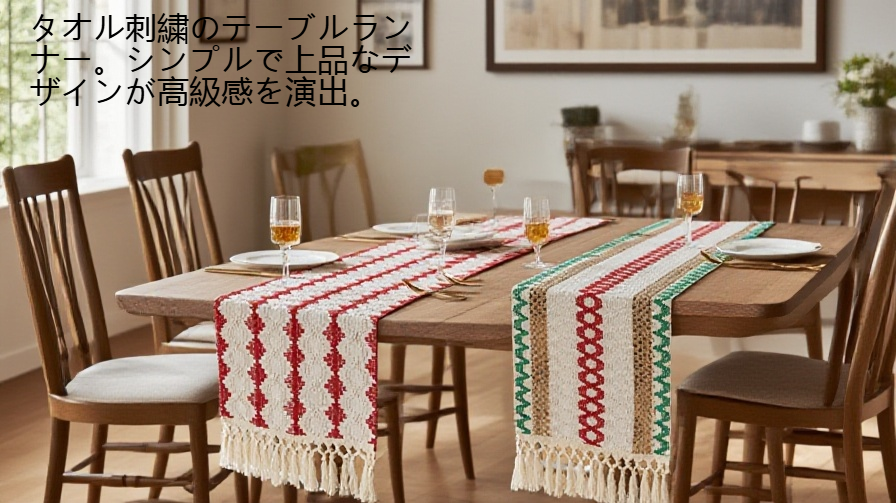 エレガントなフリンジが特徴のテーブルフラッグ