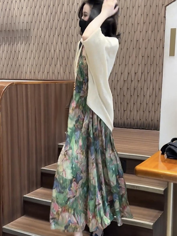 플라워 프린트 롱 원피스