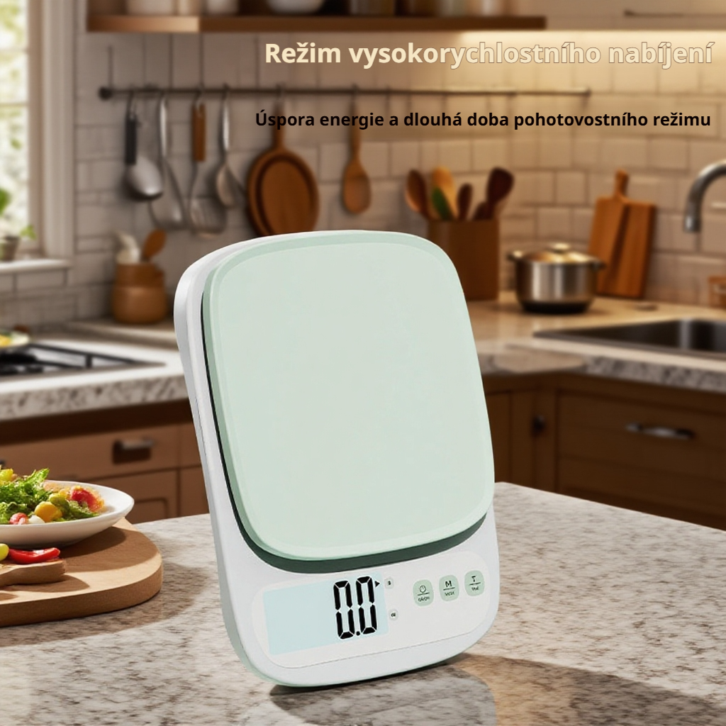 Malá domácí elektronická váha s odolným provedením a zaoblenými rohy