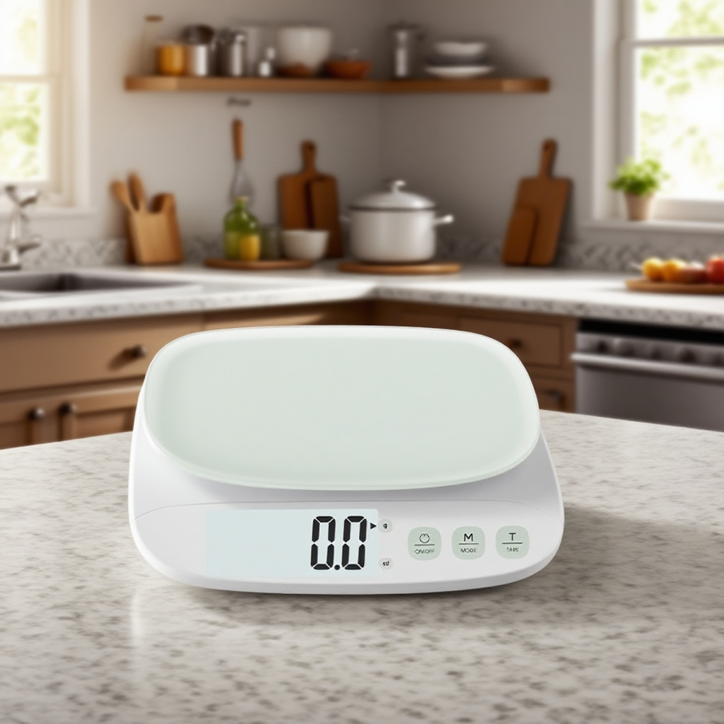 Malá domácí elektronická váha s odolným provedením a zaoblenými rohy