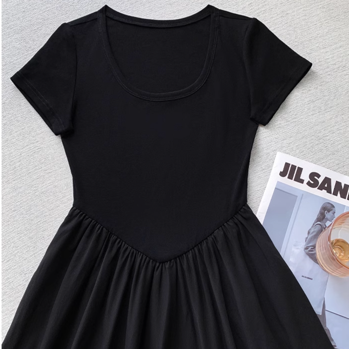 원피스 여 허리 A라인 스커트 날씬해 보이는 롱 스커트 헵번 원피스