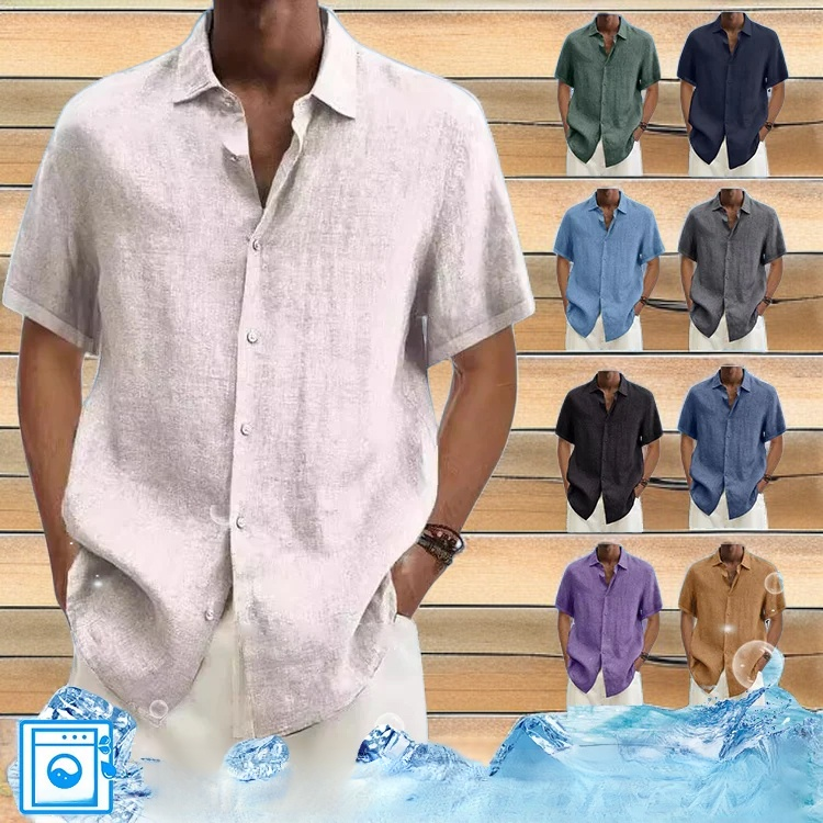 無印綿麻シャツ