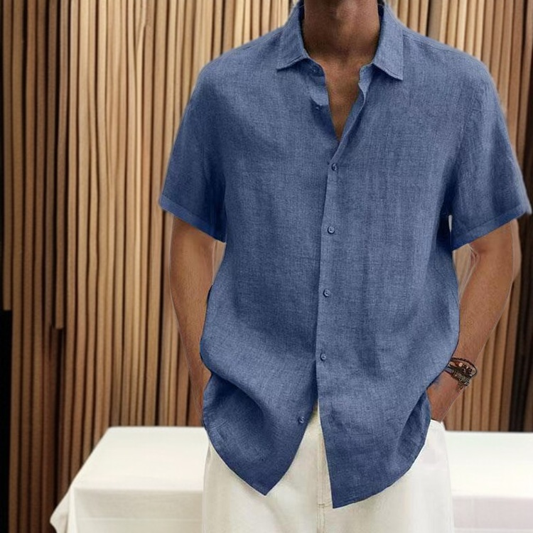 無印綿麻シャツ