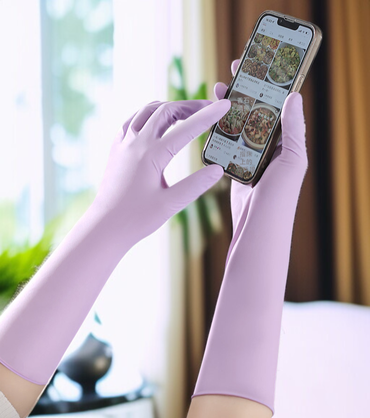 우메색 디자인의 내마모 롱 니트릴 장갑 포장 이미지