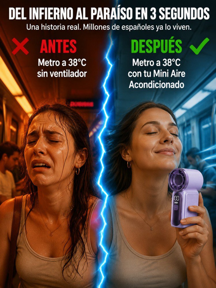 【-16°C de Diferencia】Aire Acondicionado de Bolsillo | Ventilador Portátil con Tecnología de Vórtice