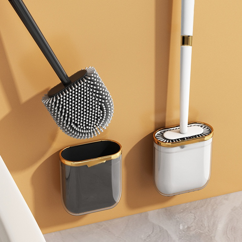 Neue Toilettenbürste fürs Badezimmer, kein toter Winkel, wandmontierte Toilettenbürste aus Silikon f