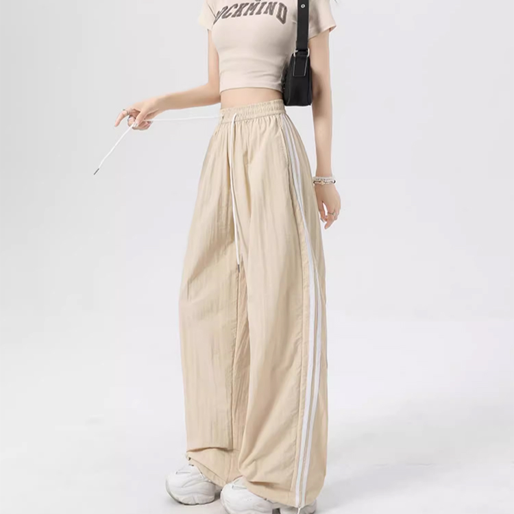 트레이닝 바지 여 와이드 와이드 하이웨스트 무 속바지 여름 미국 카고 바지