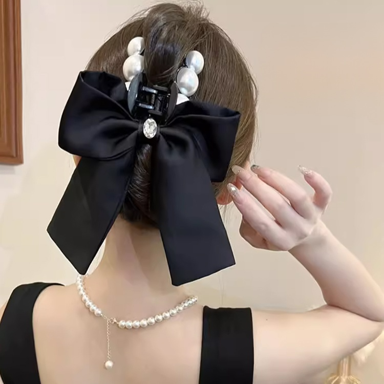 提升氣質顯臉小蝴蝶結珍珠髮夾