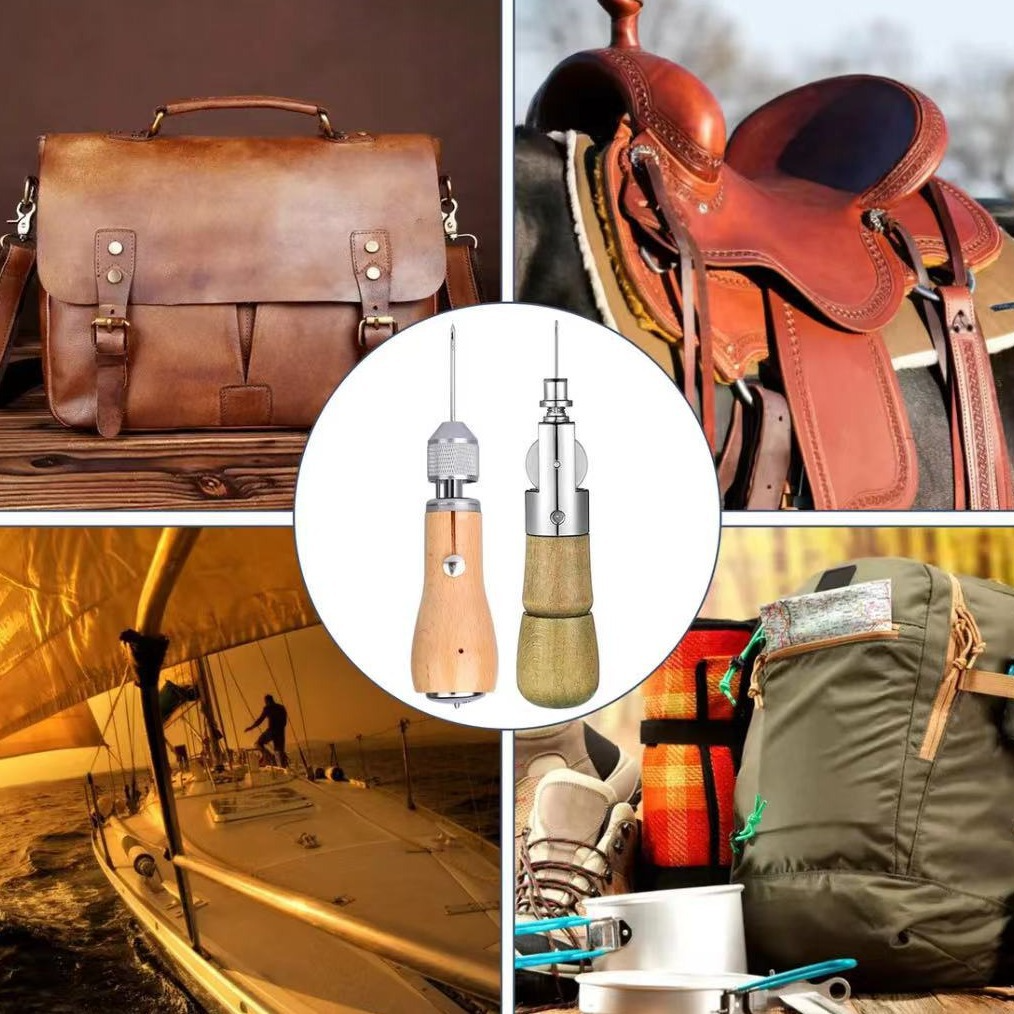 Ruční šicí stroj, DIY kožené řemeslo, nástroje na rostlinně činěnou kůži, šicí šídlo, jehla