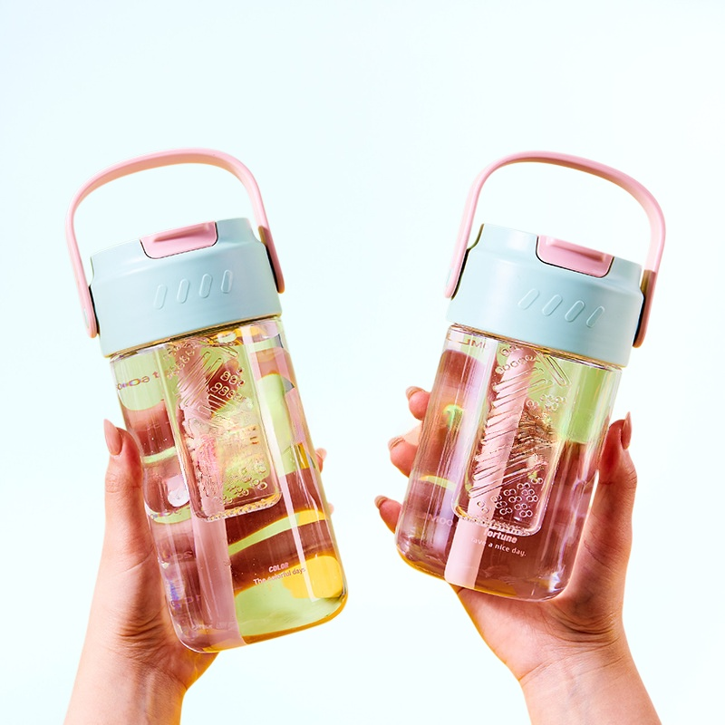 인기 핸들 커피컵 남녀용 스포츠 피트니스 빨대컵