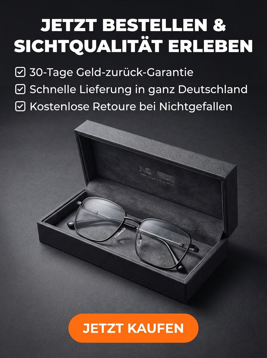 Ultraleichte Titanbrille mit großem Rahmen und multifokalen Gläsern