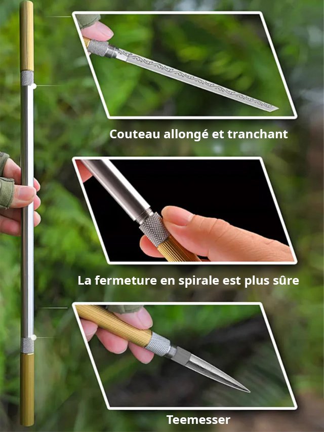 Couteau de défense extérieure avec poinçon intégré