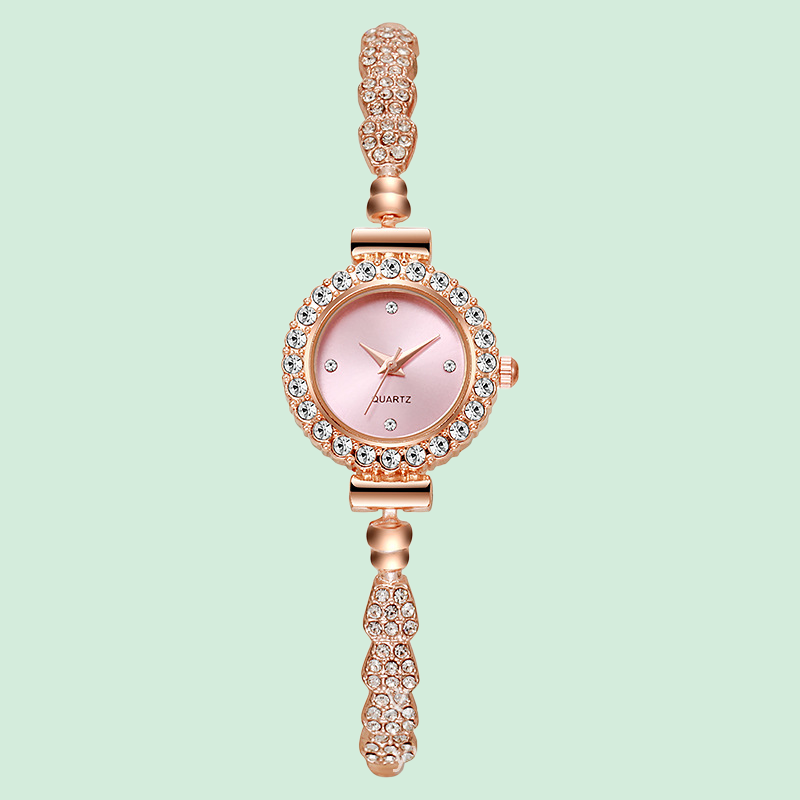 エレガントなラインストーンレディース腕時計スリムブレスレットスモールダイヤルクォーツウォッチジュエリー