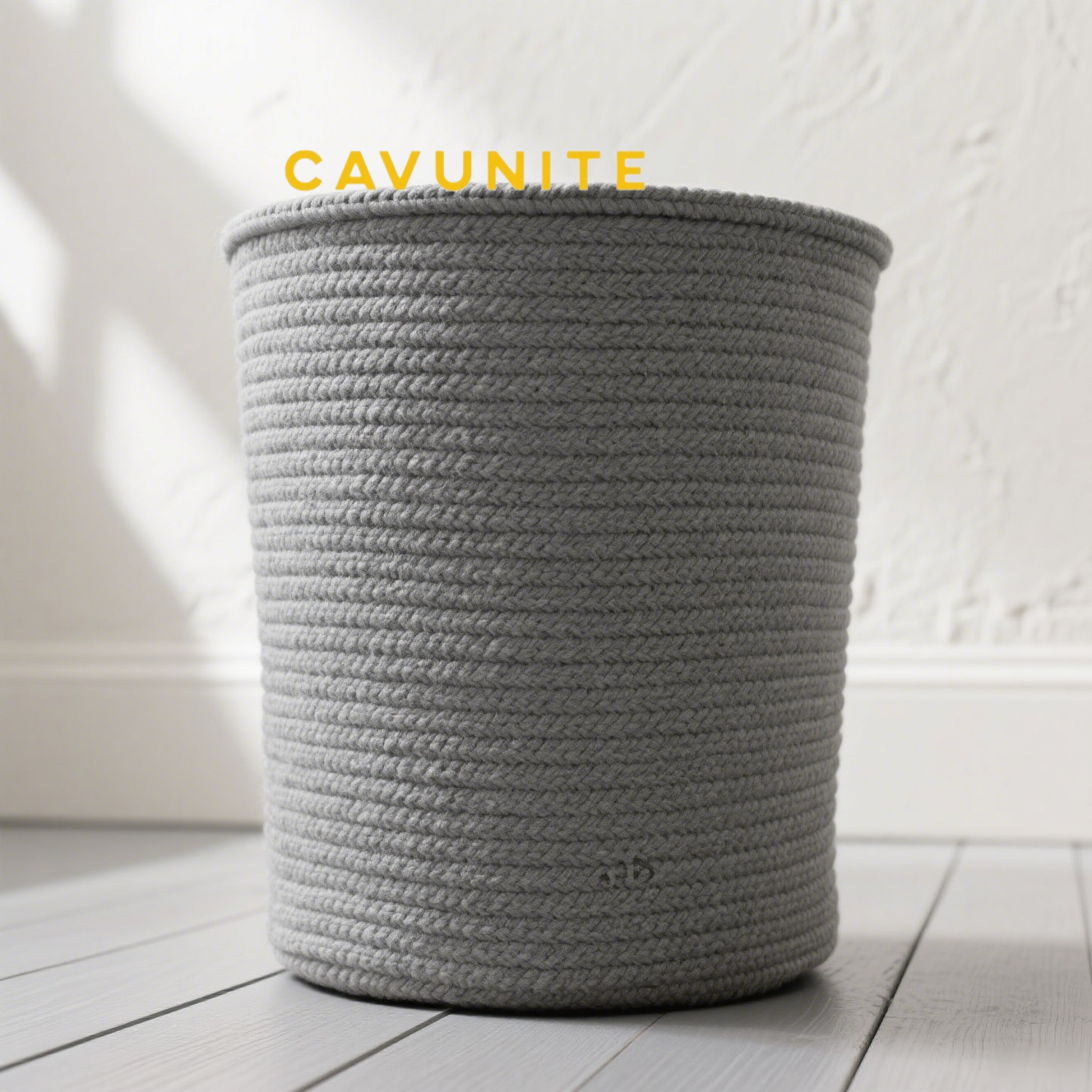 グレーブルーの綿編みランドリーバスケット