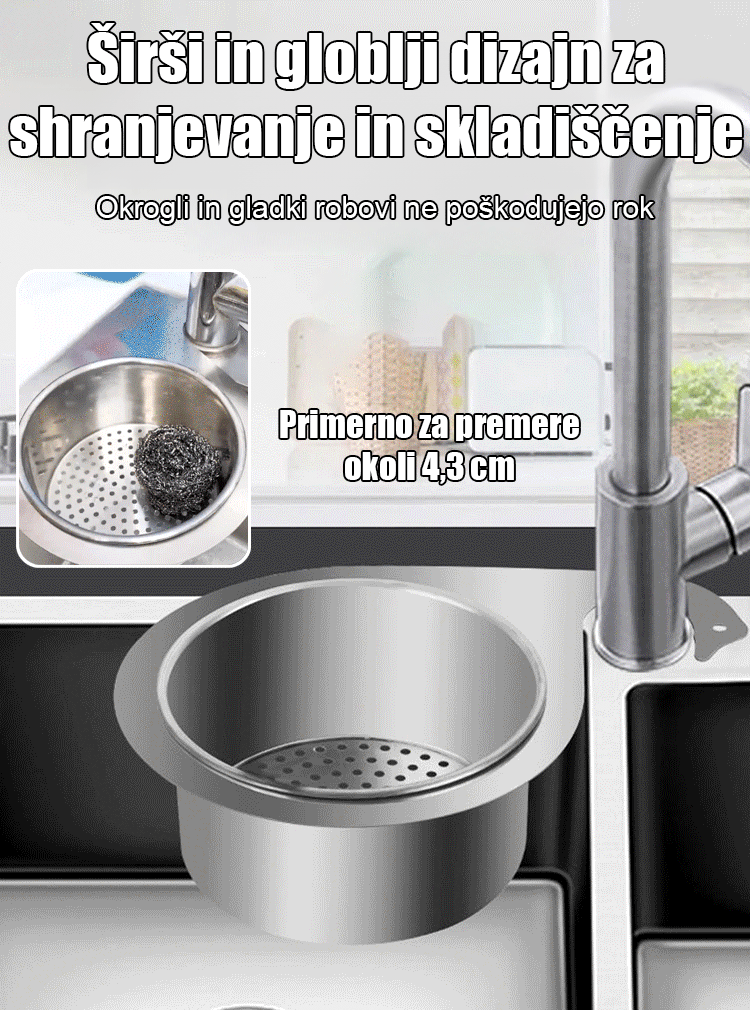 Odtočna košara iz nerjavečega jekla 304