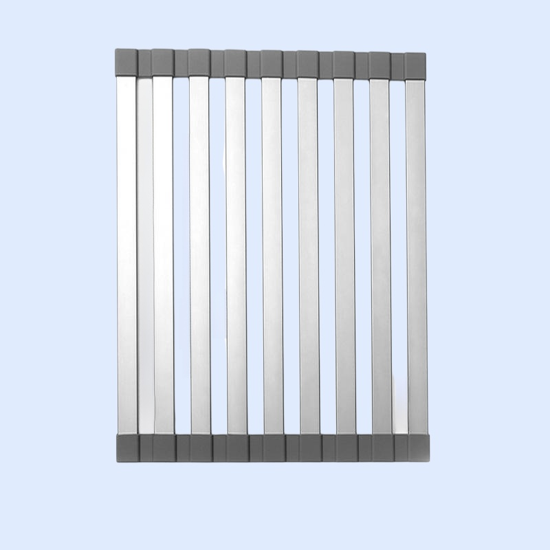 ราวตากจานซิลิโคนสำหรับซิงค์น้ำ แบบพับได้ โครงอะลูมิเนียมอัลลอยด์