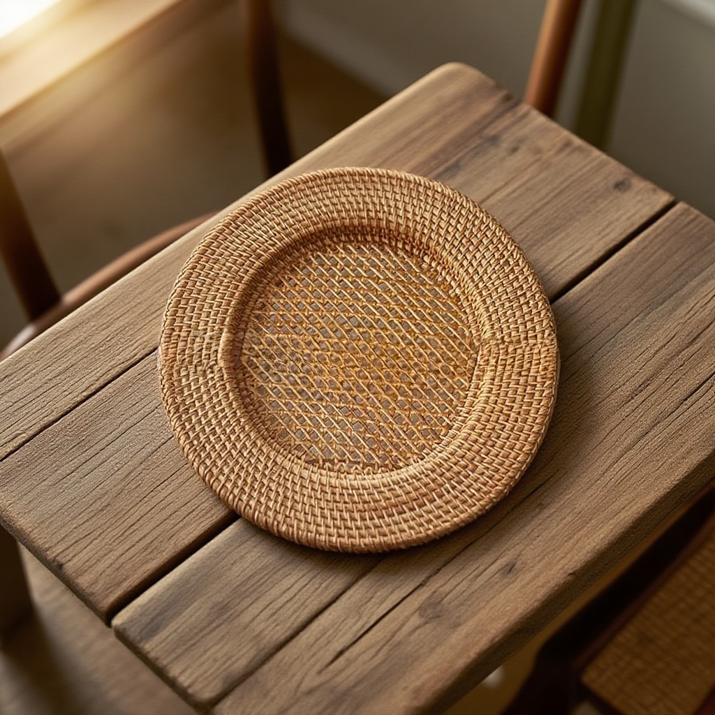 手工編織圓形防燙隔熱藤編餐墊