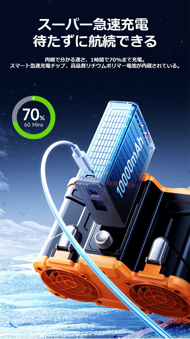 携帯型ダブルファン冷風機の使用例