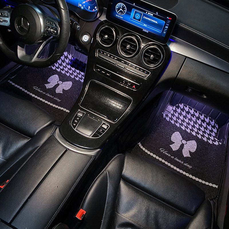 Car protection mats car foot mats cute bowknot wire ring car foot mats