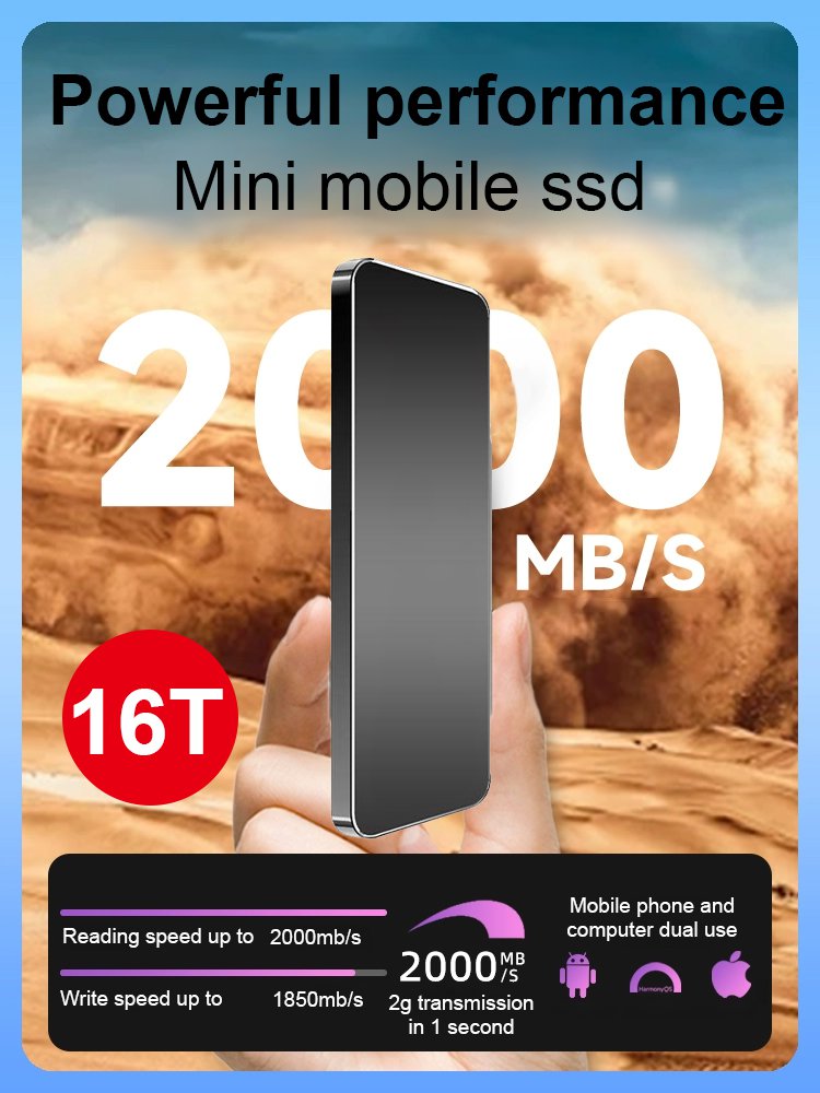 16t extremely thin large capacity mini portable ssd
