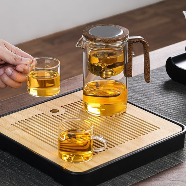 [One-button automatic filtering] Small square stemless elegant tea brewing cup