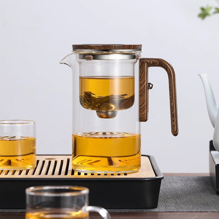 [One-button automatic filtering] Small square stemless elegant tea brewing cup