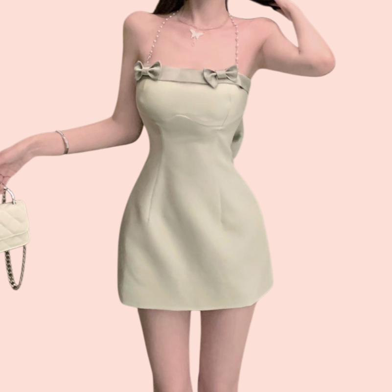 허리 여리여리 민트 리본 원피스