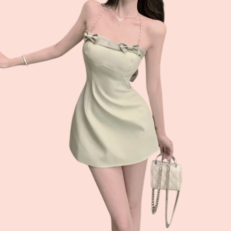 허리 여리여리 민트 리본 원피스